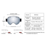 Maxbell Ski Goggles Anti-fog Spectacles Snowboard UV Protect Over Glasses Black