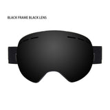 Maxbell Ski Goggles Anti-fog Spectacles Snowboard UV Protect Over Glasses Black