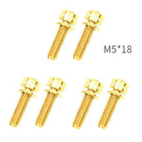 Maxbell Maxbell 6 Pieces Fixed Gear Bicycle Handlebar Stem Screw Bolt Washer M5x18 Gold