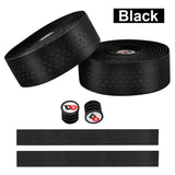 Maxbell Maxbell 2Pcs Bicycle Handlebar Tape PU Leather Fishing Rod Wrap End Plugs Black