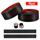 Maxbell Maxbell 2Pcs Bicycle Handlebar Tape PU Leather Fishing Rod Wrap End Plugs Red