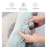 Maxbell Maxbell Round Cotton Area Rugs Floor Mats Circular Rug Carpet for Bedroom 90x90cm Blue