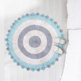 Maxbell Maxbell Round Cotton Area Rugs Floor Mats Circular Rug Carpet for Bedroom 90x90cm Blue