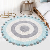 Maxbell Maxbell Round Cotton Area Rugs Floor Mats Circular Rug Carpet for Bedroom 90x90cm Blue