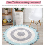 Maxbell Maxbell Round Cotton Area Rugs Floor Mats Circular Rug Carpet for Bedroom 90x90cm Blue