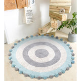 Maxbell Maxbell Round Cotton Area Rugs Floor Mats Circular Rug Carpet for Bedroom 90x90cm Blue