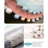 Maxbell Maxbell Round Cotton Area Rugs Floor Mats Circular Rug Carpet for Bedroom 90x90cm Blue