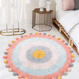 Maxbell Maxbell Round Cotton Area Rugs Floor Mats Circular Rug Carpet for Bedroom 90x90cm Pink