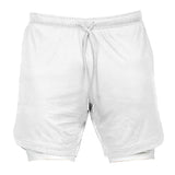 Maxbell Maxbell Men 2 in 1 Running Shorts Built In Base Layer Pants Pocket White XL