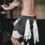 Maxbell Maxbell Men 2 in 1 Running Shorts Built In Base Layer Pants Pocket Army Green XL