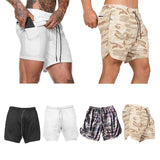 Maxbell Maxbell 2 in 1 Men Running Shorts Built In Base Layer Short Pants Pocket Black M