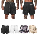 Maxbell Maxbell 2 in 1 Men Running Shorts Built In Base Layer Short Pants Pocket Black M