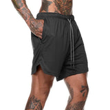 Maxbell Maxbell 2 in 1 Men Running Shorts Built In Base Layer Short Pants Pocket Black M
