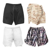 Maxbell Maxbell 2 in 1 Men Running Shorts Built In Base Layer Short Pants Pocket Black M