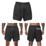 Maxbell Maxbell 2 in 1 Men Running Shorts Built In Base Layer Short Pants Pocket Black M