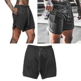 Maxbell Maxbell 2 in 1 Men Running Shorts Built In Base Layer Short Pants Pocket Black M