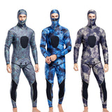 Maxbell Stretchy Men Wetsuit Diving Suit Thermal Top Bib Pants Set Blue L