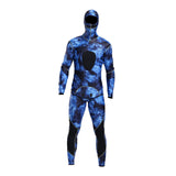 Maxbell Stretchy Men Wetsuit Diving Suit Thermal Top Bib Pants Set Blue L