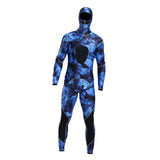 Maxbell Stretchy Men Wetsuit Diving Suit Thermal Top Bib Pants Set Blue L