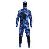 Maxbell Stretchy Men Wetsuit Diving Suit Thermal Top Bib Pants Set Blue L