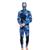 Maxbell Stretchy Men Wetsuit Diving Suit Thermal Top Bib Pants Set Blue L