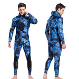Maxbell Stretchy Men Wetsuit Diving Suit Thermal Top Bib Pants Set Blue L