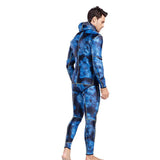 Maxbell Stretchy Men Wetsuit Diving Suit Thermal Top Bib Pants Set Blue L