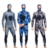Maxbell Stretchy Men Wetsuit Diving Suit Thermal Top Bib Pants Set Blue XL