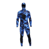 Maxbell Stretchy Men Wetsuit Diving Suit Thermal Top Bib Pants Set Blue XL