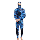 Maxbell Stretchy Men Wetsuit Diving Suit Thermal Top Bib Pants Set Blue XL
