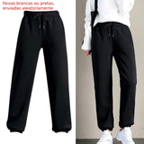 Maxbell 2xWomens Sweatpants Fleece Lining Jogger Pants Casual Harem Trouser Black L