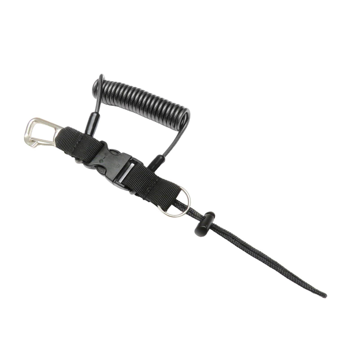 Maxbell Scuba Safety Diving Lanyard Coil Rope  with Quick Release Buckle Black