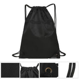 Maxbell 2xTravel Nylon Drawstring Bag Sack Beach Gym Backpack Shoes Bags Black