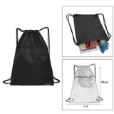 Maxbell 2xTravel Nylon Drawstring Bag Sack Beach Gym Backpack Shoes Bags Black