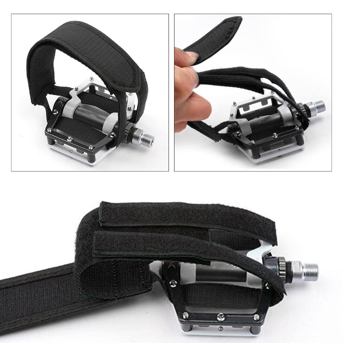 Maxbell Maxbell Pedal Strap Adjustable Adhesive Toe Clips for Mountain Bike Adults Black