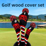 Maxbell Maxbell 3pcs Golf Wood Headcover Durable Skull Pattern Driver Protect Guard Parts