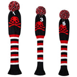 Maxbell Maxbell 3pcs Golf Wood Headcover Durable Skull Pattern Driver Protect Guard Parts