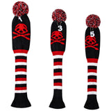 Maxbell Maxbell 3pcs Golf Wood Headcover Durable Skull Pattern Driver Protect Guard Parts