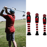 Maxbell Maxbell 3pcs Golf Wood Headcover Durable Skull Pattern Driver Protect Guard Parts