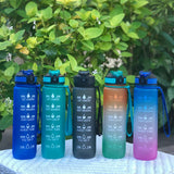 Maxbell Maxbell Leakproof Free Water Bottle Motivational Fitness Workout with Time Marker Blue Purple