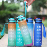 Maxbell Maxbell Leakproof Free Water Bottle Motivational Fitness Workout with Time Marker Blue Purple