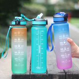 Maxbell Maxbell Leakproof Free Water Bottle Motivational Fitness Workout with Time Marker Blue Purple