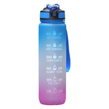 Maxbell Maxbell Leakproof Free Water Bottle Motivational Fitness Workout with Time Marker Blue Purple