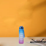 Maxbell Maxbell Leakproof Free Water Bottle Motivational Fitness Workout with Time Marker Blue Purple
