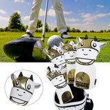 Maxbell Maxbell 4Pcs Embroidered Golf Club Head Cover Driver Wood Headcover Protector Gold