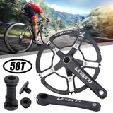 Maxbell Folding Bike Crankset 7075-T6 Aluminum BMX 130BCD 170mm Crankarm 58T Black - Aladdin Shoppers