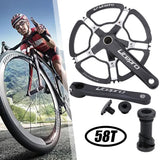Maxbell Folding Bike Crankset 7075-T6 Aluminum BMX 130BCD 170mm Crankarm 58T Black - Aladdin Shoppers