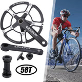 Maxbell Folding Bike Crankset 7075-T6 Aluminum BMX 130BCD 170mm Crankarm 58T Black - Aladdin Shoppers