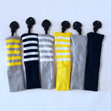 Maxbell Golf Iron Head Covers Head Shaft Protector Knitted Gift Grey Yellow Stripe - Aladdin Shoppers