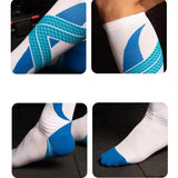 Maxbell 1 Pair Knee High Compression Socks Running Sport Stcok Ankle White Blue XXL - Aladdin Shoppers